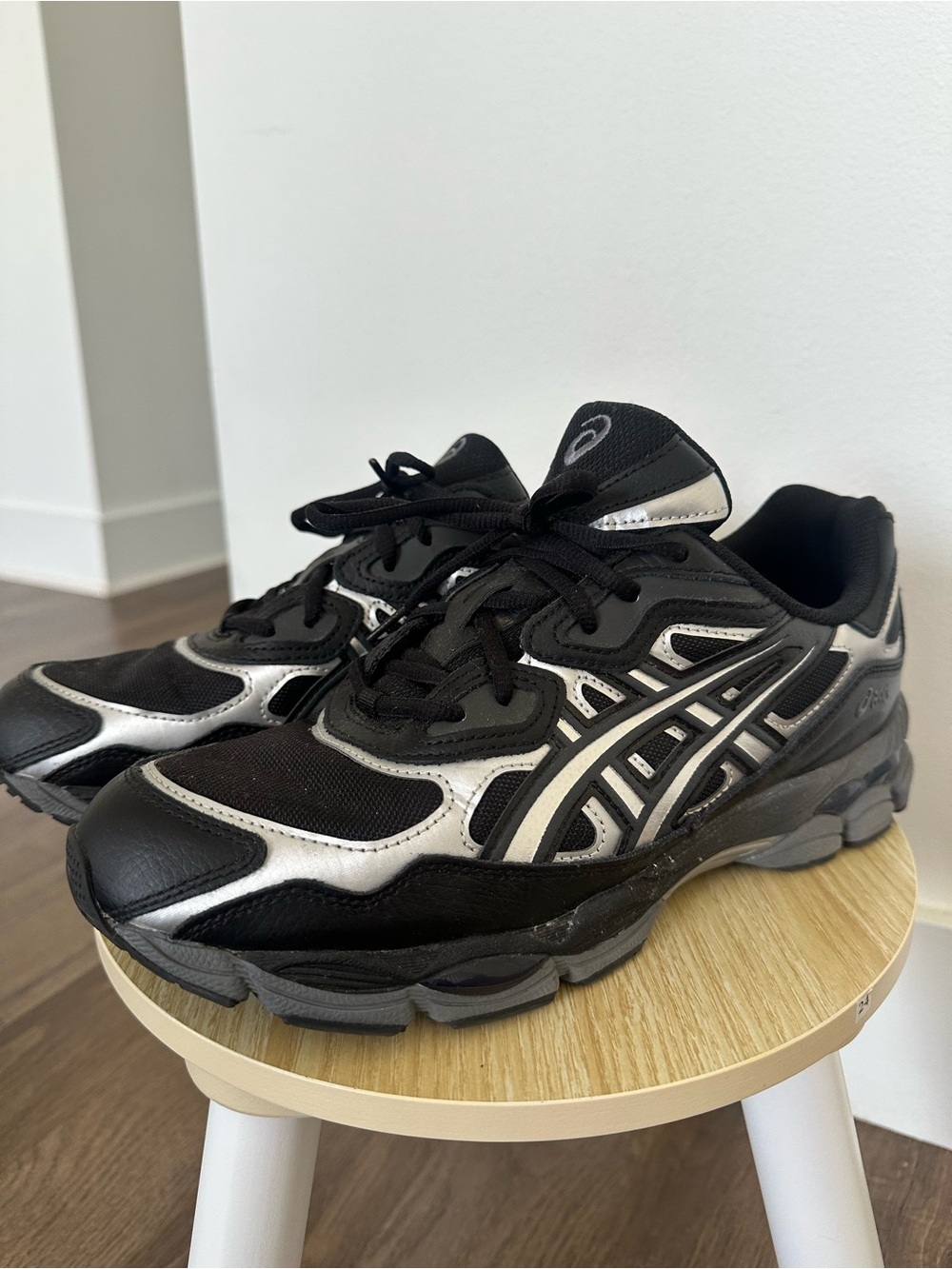 Asics Men’s Black and Silver Athletic Running Shoes
